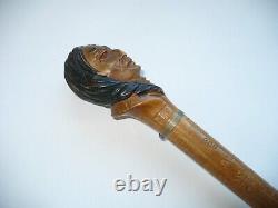 1769-1919 Dartmouth College Indian Head Carved Walking Stick Cane 150th Year