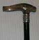 1901 Carved Horn Handle Sterling Repousse Hallmark Collar Cane Walking Stick
