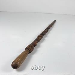 1940 ww2 Officer hiking walking stick carved flower & snake cane trench art 88cm