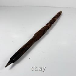 1940 ww2 Officer hiking walking stick carved flower & snake cane trench art 88cm