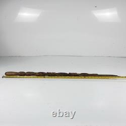 1940 ww2 Officer hiking walking stick carved flower & snake cane trench art 88cm