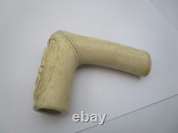 19th C Antique Fancy Carved Walking Stick Cane Top Only Belt Bucke Motif