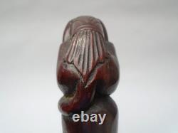 19th century rosewood walking cane the grip carved in the form of a monkey