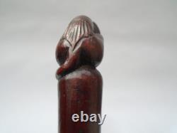 19th century rosewood walking cane the grip carved in the form of a monkey