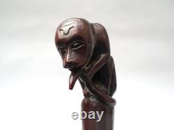 19th century rosewood walking cane the grip carved in the form of a monkey