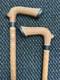 2 Antique Vintage Hand Carved Walking Stick Cane Wooden Shaft Fritz Handle 90cm