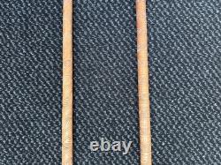 2 Antique Vintage Hand Carved Walking Stick Cane Wooden Shaft Fritz Handle 90cm