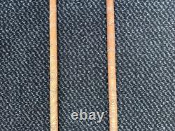 2 Antique Vintage Hand Carved Walking Stick Cane Wooden Shaft Fritz Handle 90cm