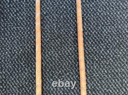 2 Antique Vintage Hand Carved Walking Stick Cane Wooden Shaft Fritz Handle 90cm