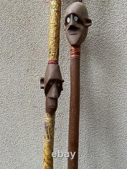 2 Nice Old Walking Stick Canes fromSolomon Islands New Guinea WW2 Souvenirs