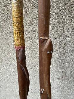 2 Nice Old Walking Stick Canes fromSolomon Islands New Guinea WW2 Souvenirs