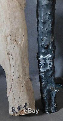 2 Vintage Kentucky Outsider Folk Art SIGNED Walking Stick Carved Wood Totem Pole