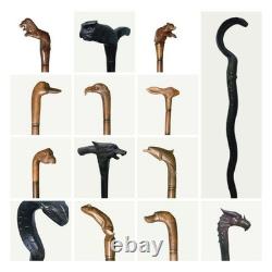 30 Hand Carved Wooden Walking Sticks Various Character Tops. Special