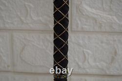 36 Egyptian Hand carved Ebony Wood Walking Cane Stick, Brass Inlay, 90 cm