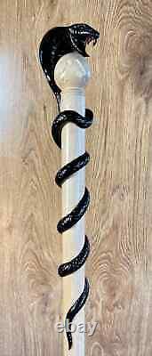 36 inches Snake Walking Stick Cobra, Hand Carved Walking Stick, Designers Wood Car