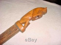4 Foot Tall Carved Monkey Rustic Rived Walking Stick By Jim Hall