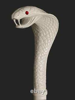 55 inches Snake Walking Stick Cobra, Hand Carved Walking Stick, Designers Wood Car