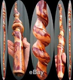 65.5 Vine Twisted Sassafras Trekking Pole Hiking Stick Hand Carved Walking Cane