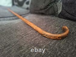 84.5cm Decorative Wooden Cane with Detailed Mistletoe Carving