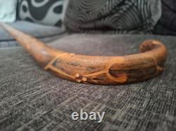 84.5cm Decorative Wooden Cane with Detailed Mistletoe Carving