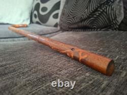 84.5cm Decorative Wooden Cane with Detailed Mistletoe Carving