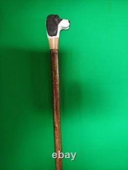 A Hand Carved Figure Of A Dogs Head Out Of Lime Timber