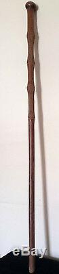 ANTIQUE 19TH C. POLYNESIAN CARVED WOODEN WALKING STICK / STAFF Collected c. 1880