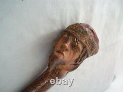ANTIQUE Hand Carved & Painted THE HUNCH BACK OF NOTRE DAME Walking Stick/Cane