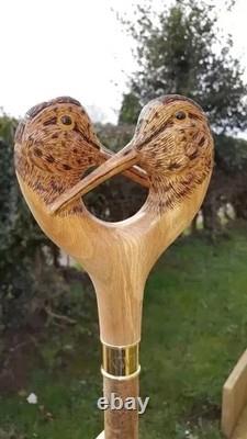 ART-Wooden walking stick hand carved Beautiful Birds wooden walking cane