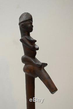 African Cane Lobi Tribe Walking Stick Figure Carved Handle Burkino Faso