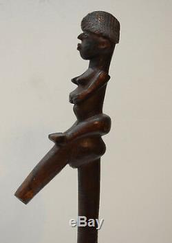 African Cane Lobi Tribe Walking Stick Figure Carved Handle Burkino Faso
