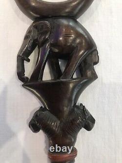 African Hand Carved Walking Stick, Antique Walking Stick