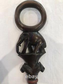 African Hand Carved Walking Stick, Antique Walking Stick