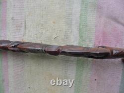 African Head Walking stick Wooden Cane Hand made carved face Wall Art Man Cave