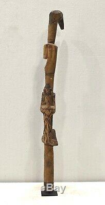 African Walking Stick Yaka Tribe Congo Carved Lizard Yaka Tribe