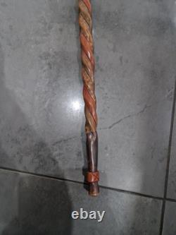 African Wooden Carved Walking Stick / Cane / Elephant