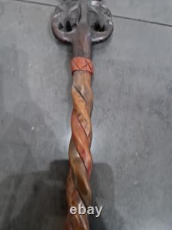African Wooden Carved Walking Stick / Cane / Elephant