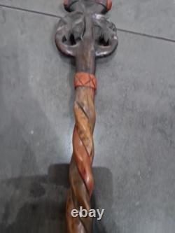 African Wooden Carved Walking Stick / Cane / Elephant