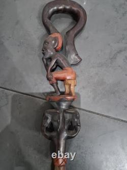 African Wooden Carved Walking Stick / Cane / Elephant