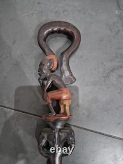 African Wooden Carved Walking Stick / Cane / Elephant