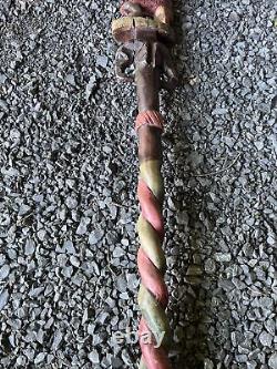 African wooden cane Walking Stick made in kenya 36 Hand Carved Man Elephants