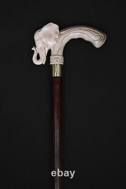 Albino Elephant Walking Stick, Wooden Cane, Hand Carved Hiking Stick, Handmade