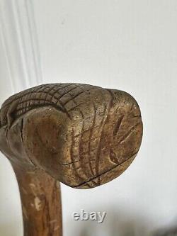 Alligator Hand Carved Wood Folk Art Florida Walking Stick Cane 35