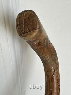 Alligator Hand Carved Wood Folk Art Florida Walking Stick Cane 35