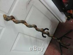 Amazing Handmade Hand Carved Twisted Snake Walking Stick / Cane CIrca 1988