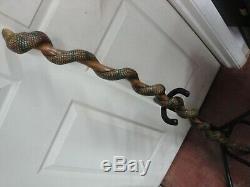 Amazing Handmade Hand Carved Twisted Snake Walking Stick / Cane CIrca 1988