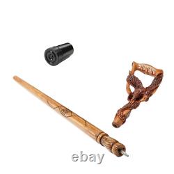 American Eagle Wooden Cane Walking Stick Light Hand Carved Crafted gift for men