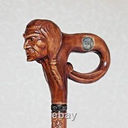 American Indian walking stick cane Hand carved