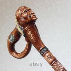 American Indian walking stick cane Hand carved