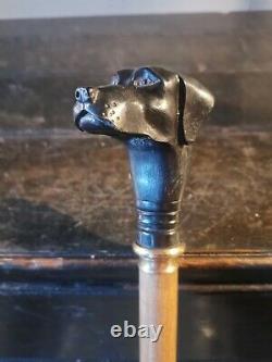 An Antique Carved Dogs Head Walking Stick